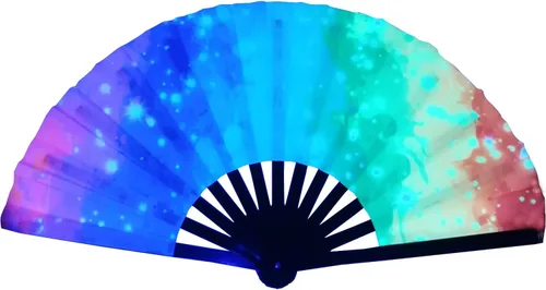 Miniatura 11 de Abanico plegable grande para rave, ventilador chino de Kung Fu Tai Chi para hombres y mujeres, festivales de boda, decoración de fiesta de Negro