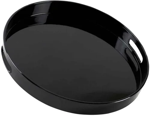 Miniatura 6 de 10 Strawberry Street Bandeja rectangular de laca de 19.25 x 11.75 pulgadas con asas, color negro
