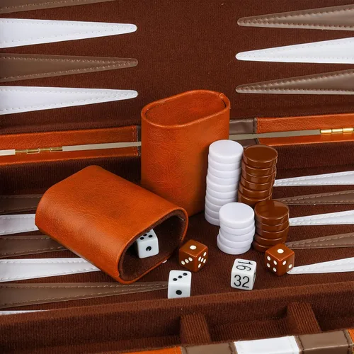 Miniatura 5 de Backgammon - Juego de 2 jugadores clásico de backgammon para adultos, juego de mesa con funda de piel sintética, portátil y juego de backgammon