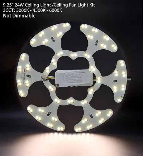 Miniatura 2 de Kit de luz de anillo de ventilador de techo de montaje empotrado LED de 24 W, panel de motor de luz LED de reajuste, 3 CCT: 3000K 4500K 6000K
