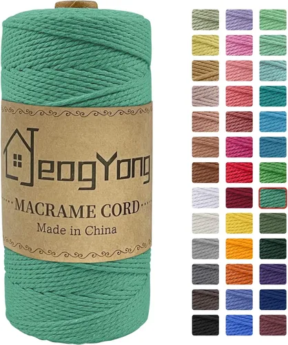 Miniatura 21 de JeogYong Cuerda de macramé de 0.078 pulgadas x 218 yardas, cuerda de algodón natural torcida de 3 hebras, cuerda de algodón de color para colgar Café