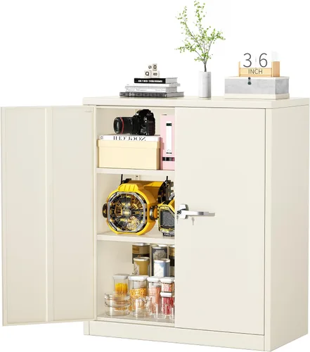 Miniatura 10 de Greenvelly Armario de metal, archivador de almacenamiento con bloqueo de 36 pulgadas con puertas y estantes para oficina, hogar, gimnasio, escuela