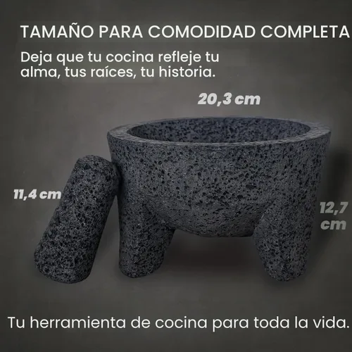 Miniatura 5 de La roca volcánica original Molcajete Mexicano Hecho a mano de auténtica roca de lava en México - Molcajete de Piedra volcanica - Molcajete Mortero