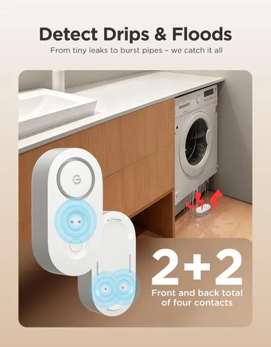 Miniatura 8 de GoveeLife Detector Inteligente de Fugas de Agua Mejorado 1s con Alcance Ultra Largo de 1804 pies, Sensor de Agua WiFi con SMS/Correo