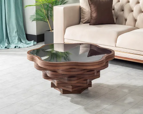 Miniatura 12 de by Papella Design, Mesas de centro de nogal natural Veener para sala de estar, mesa rústica, mesa de centro para sala, mesa central, mesa