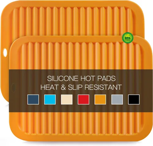 Miniatura 40 de Salvamanteles de silicona para platos calientes, soportes multiusos para ollas, 4 unidades, 2 tamaños de 7 pulgadas y 9 pulgadas, resistentes al 03
