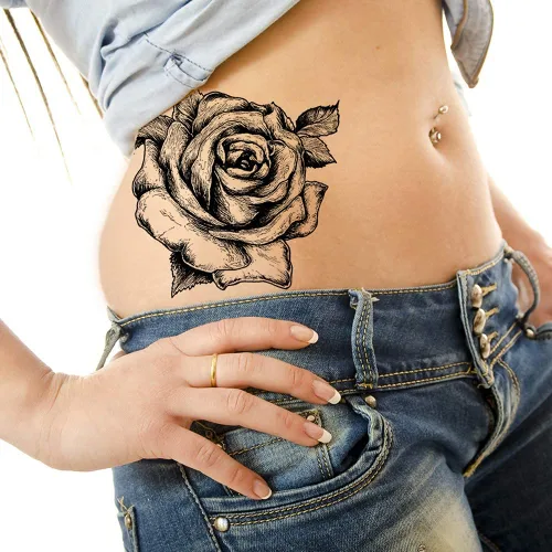 Miniatura 4 de Pegar en flores rosas flora flores adulto tatuaje temporal transferencia femenino cuerpo arte transferencias mujeres realista impermeable flora