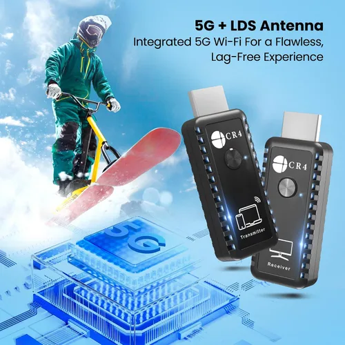 Miniatura 5 de CR4 Transmisor y receptor HDMI inalámbrico, 5G de baja latencia, Plug & Play, entrada 4K/salida 1080P, kit extensor para transmitir video/audio