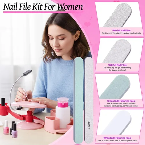Miniatura 4 de Enhon Suministros de manicura, soporte de uñas, soporte de manos para uñas con múltiples ángulos y bandejas de pulido, juego de manicura de 3 piezas