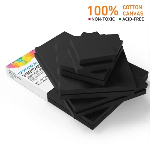 Miniatura 3 de GOTIDEAL 10 piezas de bastidores entelados negros para pintar, paquete múltiple de 4 x 4 pulgadas, 5 x 7 pulgadas, 8 x 10 pulgadas, 9 x 12 pulgadas