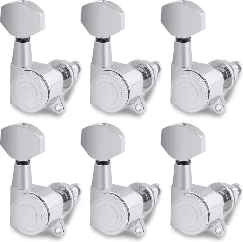 Miniatura 9 de Rubatone Clavijas de afinación de cuerda de guitarra con bloqueo, cabezales sellados, afinadores, teclas de afinación 6 en línea para guitarra