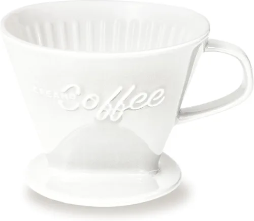Miniatura 11 de Creano Gotero de café de porcelana, color blanco, cafetera de cono de cerámica, cafetera para bolsas de filtro, tamaño 4, preparación manual fácil