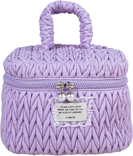 Miniatura 6 de Bolsa de maquillaje de cuerda de cáñamo, bolsa de maquillaje grande para mujeres, bolsa organizadora de nailon, bolsa de aseo de viaje, 6-verde