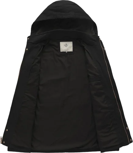 Miniatura 3 de WenVen Chaqueta casual de algodón de lona con capucha para hombre