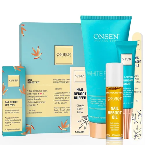 Miniatura 12 de Onsen Secret Kit de cuidado de uñas, con suero para el cuidado de la cutícula, kit de pulidor de uñas japonés y brillo - fortalecimiento y brillo