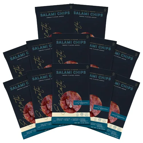 Miniatura 7 de Meats Kosher Salami Chips - Salchicha en rodajas, carne de embutidos - Natural, amigable con Halal - 2 onzas, original, paquete de 5