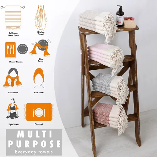 Miniatura 6 de Evelynen - Juego de 2 toallas de mano turcas para baño y cocina, toallas de mano bohemias con bucles para colgar, para cara, té, plato, cocina