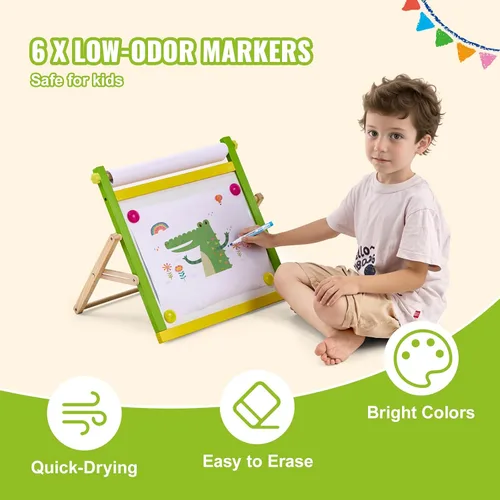 Miniatura 4 de VEVOR Juego de accesorios de caballete, 32 piezas de caballete artístico para niños, incluye tizas, marcadores de borrado en seco y rollos de papel