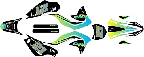 Miniatura 5 de Kit de gráficos para Kawasaki KLX 230R (2020-2024) Serie Flow Azul 09 Mil – Adhesivos para motocicleta Dirt Pit Bike, calcomanías automotrices