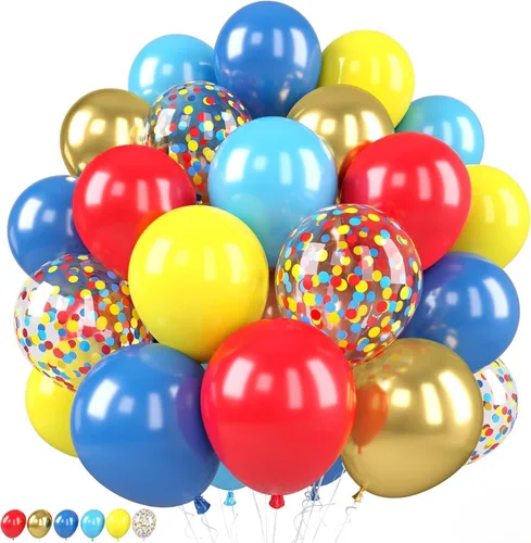 Miniatura 11 de Globos Rojo Blanco Azul, 50 Piezas 12 Pulgadas con Estampado de Estrellas, Globos de Látex Rojo Real Azul Confeti para el 4 de Julio, Día
