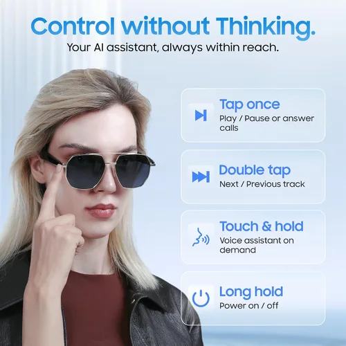 Miniatura 3 de LIMU Gafas de sol inteligentes Gen 5 AI – Gafas de sol inteligentes de diseño alemán con intérprete de IA en tiempo real, audio Bluetooth de oreja