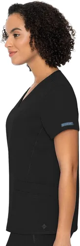 Miniatura 2 de Med Couture Camiseta médica para mujer, cuello en V con 4 bolsillos, ultra suave, elástica en 2 direcciones y tela sin arrugas - MC7468