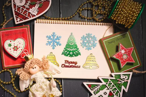 Miniatura 3 de Hying Troqueles de corte de árbol de Navidad para hacer tarjetas, troqueles de cascabel de Navidad, plantillas de copos de nieve para vacaciones