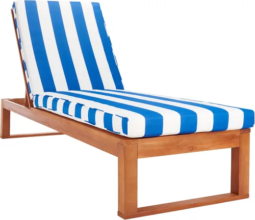 Miniatura 19 de SAFAVIEH Exterior - Solano Chaise Lounge Chair - Marrón y Aqua - Madera maciza con cojín - Diseño de respaldo ajustable - Ideal para patio, terraza