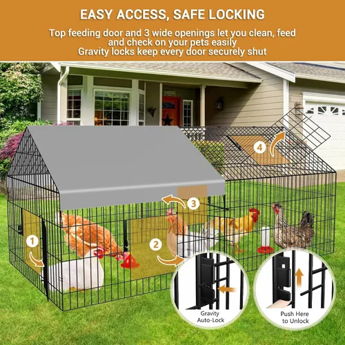 Miniatura 2 de Gallinero de 87 x 40 pulgadas, portátil, de metal, con cubierta impermeable, jaula para pollos para patio, al aire libre, granja, tractor de pollo