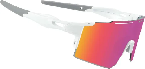 Miniatura 21 de OULAIQI Gafas de sol de ciclismo, polarizadas, para hombres y mujeres, con 1 lente o 3 lentes intercambiables, gafas de béisbol Rojo