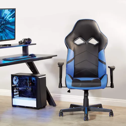 Miniatura 5 de OSP Home Furnishings Vapor - Silla ergonómica ajustable de piel sintética con respaldo alto y asiento de resorte helicoidal y flujo de aire