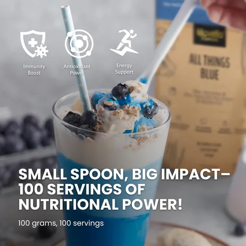 Miniatura 3 de Polvo de espirulina azul con flor de guisante mariposa y arándano, superalimento antioxidante 100% vegano para inmunidad, salud intestinal y apoyo