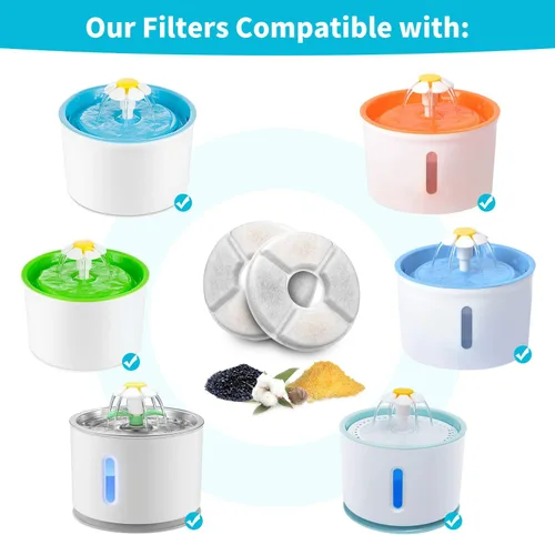 Miniatura 2 de Filtros de fuente de agua para gatos, cartuchos de repuesto para fuentes automáticas de agua para mascotas de 81 oz/2.4 L, filtro de carbón activado