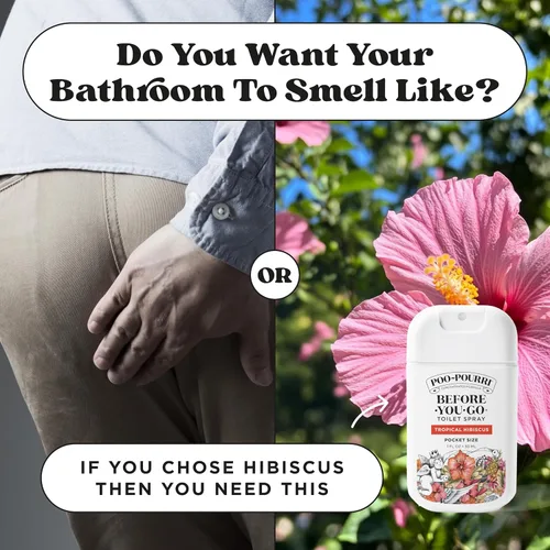 Miniatura 9 de Poo-Pourri Before-You-Go - Aerosol para inodoro de bolsillo, esenciales de viaje, hibisco tropical, 1 onza líquida, hasta 50 usos, desodorante