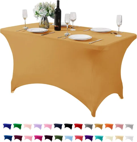 Miniatura 160 de Mantel de elastano para mesas de 4, 6 u 8 pies, mantel elástico universal ajustable para fiestas, banquetes, bodas y eventos - Verde manzana