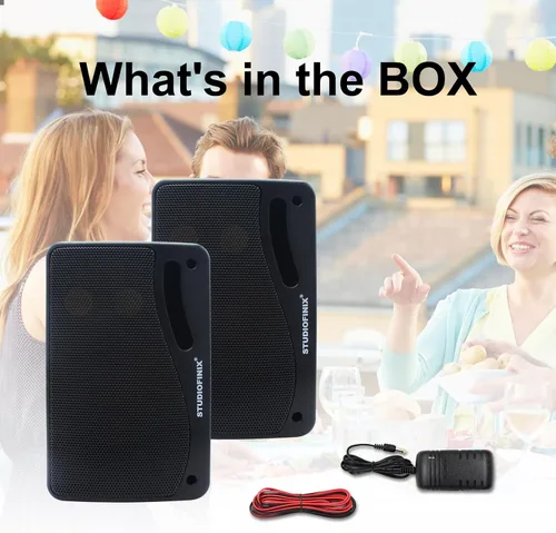Miniatura 7 de STUDIOFINIX Altavoces Bluetooth de 3.5 Pulgadas para Exteriores Impermeables con Cable, Altavoces de 3 Vías de 200W de Montaje en Pared Premium