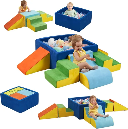 STAOLENE Bloques de espuma suave para trepar con alberca de bolas, 6 piezas de color, juguetes de escalada para interiores para niños pequeños,