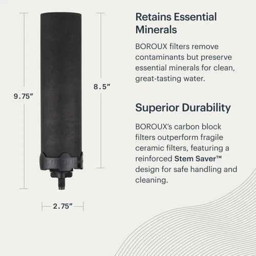 Miniatura 3 de Boroux Filtro de agua de repuesto negro para base - Reemplazo para sistemas de filtro de agua Berkey BB9-2 y alimentados por gravedad