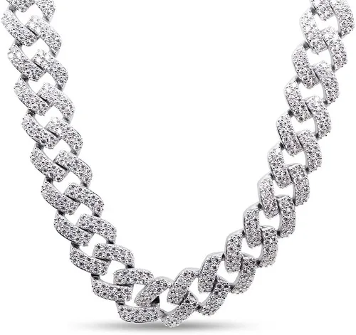 SAVEARTH DIAMONDS Collar de cadena cubana de diamante de moissanita de corte redondo de 20 quilates a 26 qttw con certificado de 0.472 in de ancho