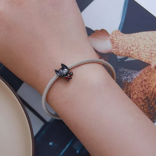 Miniatura 6 de BABAMIA Dijes de corazón con dije de rosa para pulseras cuentas de plata de ley 925 se adapta a pulseras y collares pavimentados con circonita