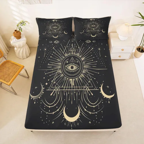 Miniatura 20 de Erosebridal Sábana bajera ajustable con patrón de piedra azul con estampado de mármol azul, juego de ropa de cama líquida trippy para niños, niñas