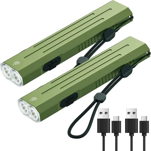 Miniatura 10 de Hoxida Linterna EDC recargable de alto lúmenes, mini linterna de bolsillo con botón estroboscópico táctico, linterna plana pequeña EDC magnética