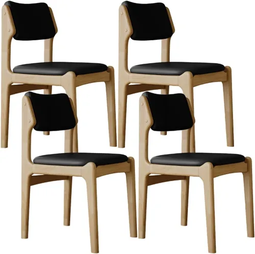 Miniatura 10 de YVYKFZD Wooden Dining Chairs Set, Leather Dining Room Chair with Back, Upholstered Kitchen Chairs, Armless Living Room Chair, for Bedroom Offices
