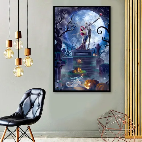 Miniatura 2 de CAMOYAI Pintura de Diamantes de Halloween para Adultos – Horror Jack Kits de Arte de Diamantes 5D DIY de Taladro Redondo Completo, Pintura en Lienzo