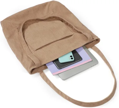 Miniatura 3 de WantGor Bolso de mano de pana para mujer, bolso de hombro grande, bolsos casuales de gran capacidad, bolsa de trabajo de compras