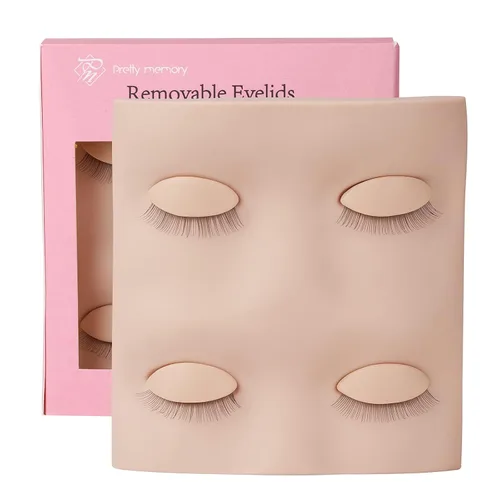 Miniatura 7 de Pretty memory Cabeza de maniquí de pestañas con 2 pares de párpados de práctica extraíbles, cabeza de maniquí de pestañas realista, suministros