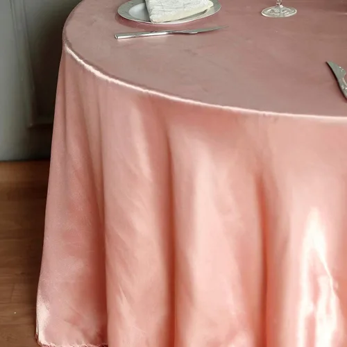 Miniatura 4 de BalsaCircle - Mantel redondo de satén de 108 pulgadas, color rosa polvoriento, para bodas, fiestas, catering, cocina, comedor, eventos, cocina