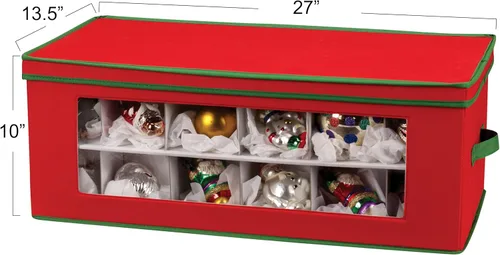 Miniatura 2 de Household Essentials Caja de almacenamiento para adornos, 36 piezas con divisores, resistente y apilable con asas y ventana de plástico