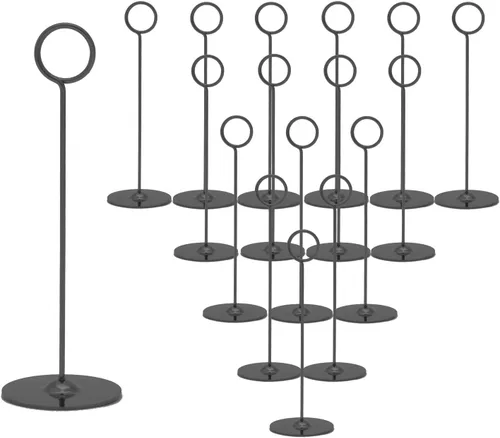 Urban Deco 16 tarjeteros de mesa de 8 pulgadas, soportes de acero para fotos, letreros de comida, notas de notas, bodas, restaurantes, cumpleaños