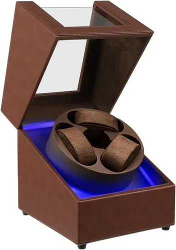 Miniatura 10 de J&T Technology Enrollador de reloj para relojes automáticos, enrollador automático de reloj con luz LED, caja de reloj giratoria con motor
